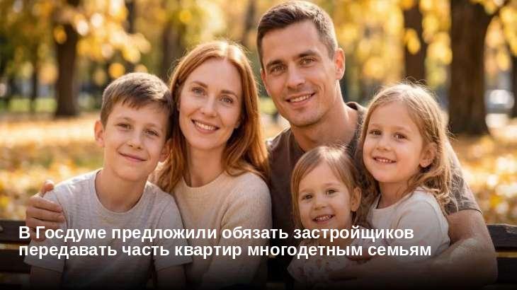 В Госдуме предложили обязать застройщиков передавать часть квартир многодетным семьям