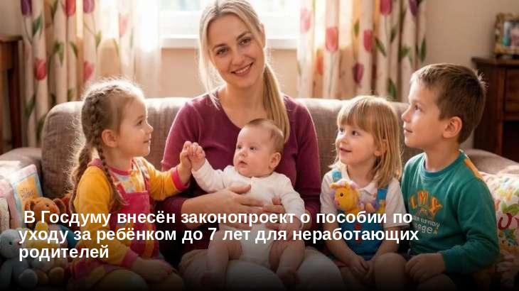  В Госдуму внесён законопроект о пособии по уходу за ребёнком до 7 лет для неработающих родителей