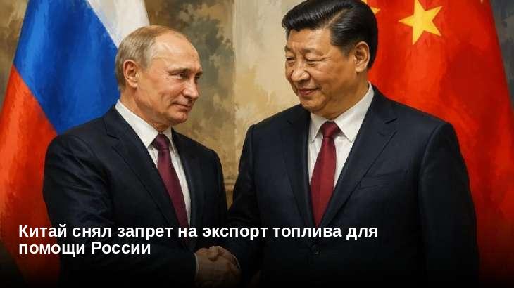 Китай снял запрет на экспорт топлива для помощи России