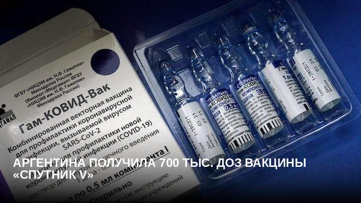 Аргентина получила 700 тыс. доз вакцины «Спутник V»